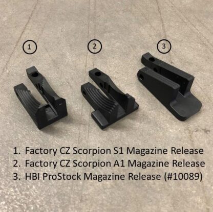 HBI CZ Scorpion ProStock Magazine Release Compared to Factory Parts