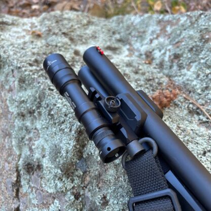 HBI MOSSBERG 940 PRO ALUMINUM BARREL TUBE CLAMP, 1913 PICATINNY MOUNT, SUREFIRE LIGHT INSTALLED_0