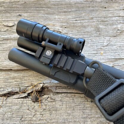 HBI MOSSBERG 940 PRO ALUMINUM BARREL TUBE CLAMP, 1913 PICATINNY MOUNT, SUREFIRE LIGHT INSTALLED_1