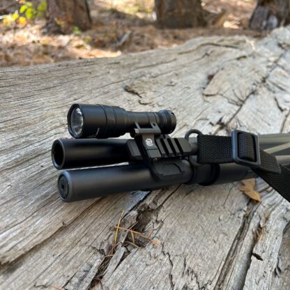 HBI MOSSBERG 940 PRO ALUMINUM BARREL TUBE CLAMP, 1913 PICATINNY MOUNT, SUREFIRE LIGHT INSTALLED_2